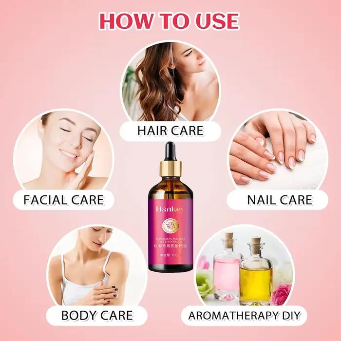Huile de rose pour le visage à l'extrait de ginseng rouge
