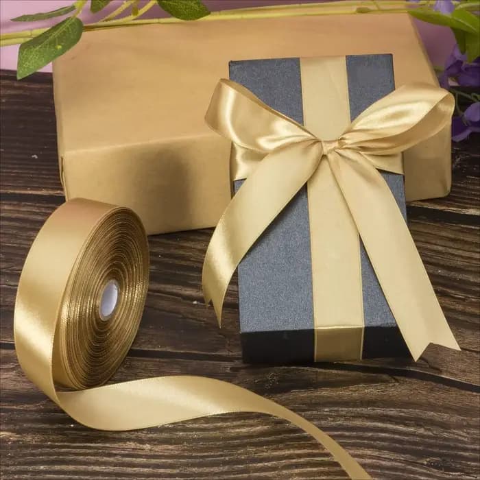 2 rouleaux de ruban de satin doré champagne – Ruban d'emballage cadeau brillant de luxe pour mariage, anniversaire, Noël, Pâques, bouquets de mariage