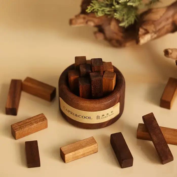 Encens parfumé huile essentielle naturelle aromathérapie avec compte-gouttes en verre bâtons de bois de noyer noir parfum désodorisant de voiture