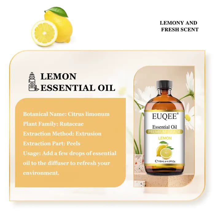 EUQEE 118ml huile essentielle Pure pour la peau menthe poivrée lavande Eucalyptus vanille bergamote huiles essentielles d'aromathérapie pour diffuseur