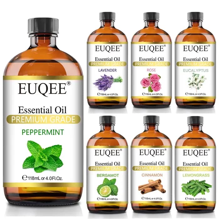 EUQEE 118ml huile essentielle Pure pour la peau menthe poivrée lavande Eucalyptus vanille bergamote huiles essentielles d'aromathérapie pour diffuseur