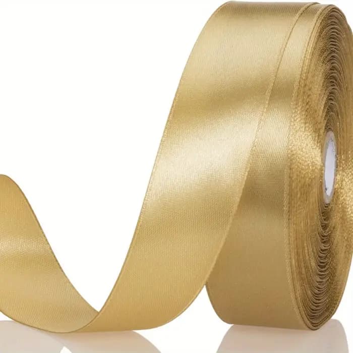 2 rouleaux de ruban de satin doré champagne – Ruban d'emballage cadeau brillant de luxe pour mariage, anniversaire, Noël, Pâques, bouquets de mariage