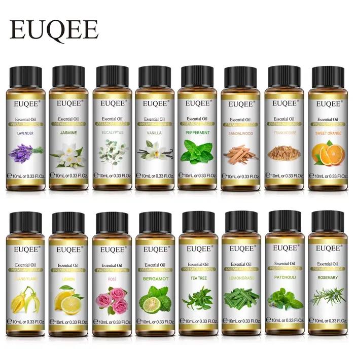 EUQEE 10ml huile essentielle végétale naturelle avec compte-gouttes pour diffuseur humidificateur lavande jasmin Eucalyptus vanille huiles essentielles