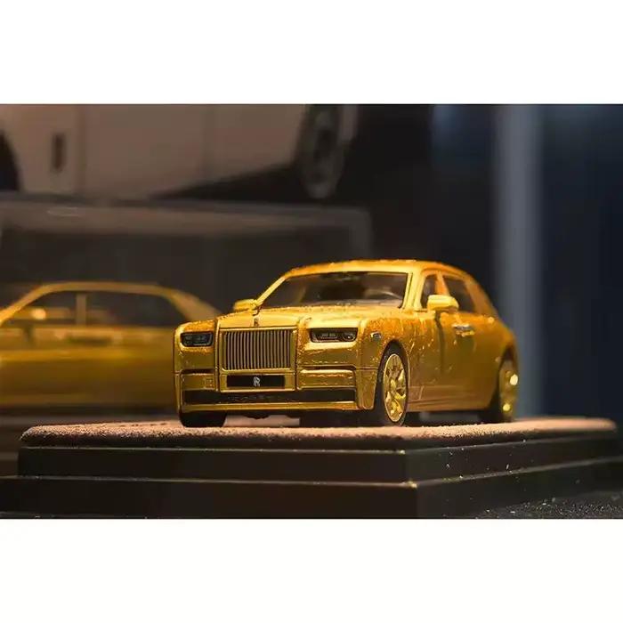 Nouvelle voiture miniature Rolls-Royce Phantom EWB Banana 1:64, finition brillante effet givre doré, modèle de collection en alliage, jouet de luxe pour enfant