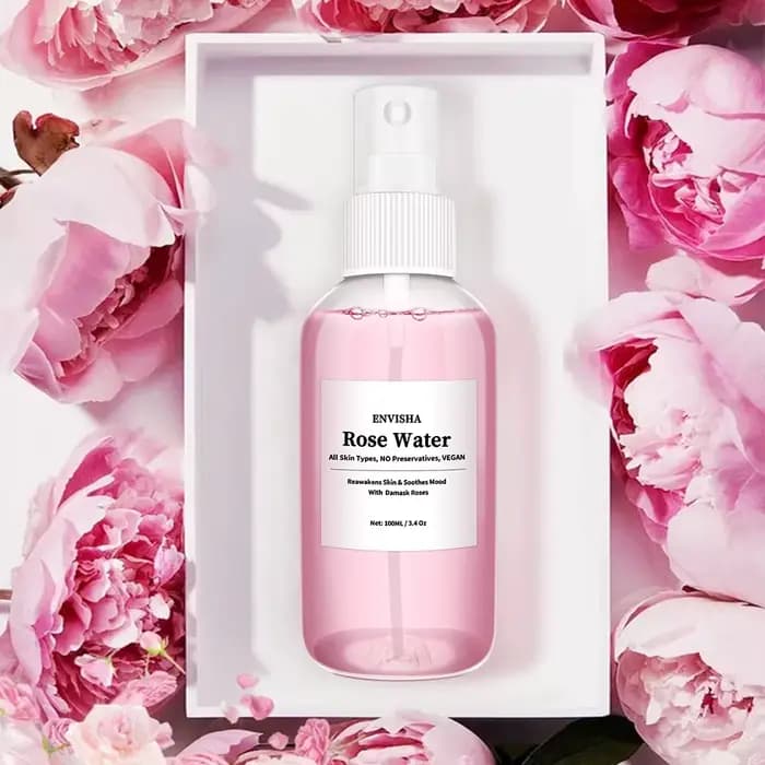 ENVISHA – eau de Rose pour le visage, Toner pour le visage, Essence de pétales de Rose organiques, sérum hydratant, rafraîchit, élastique, rétrécit les Pores, soins pour la peau