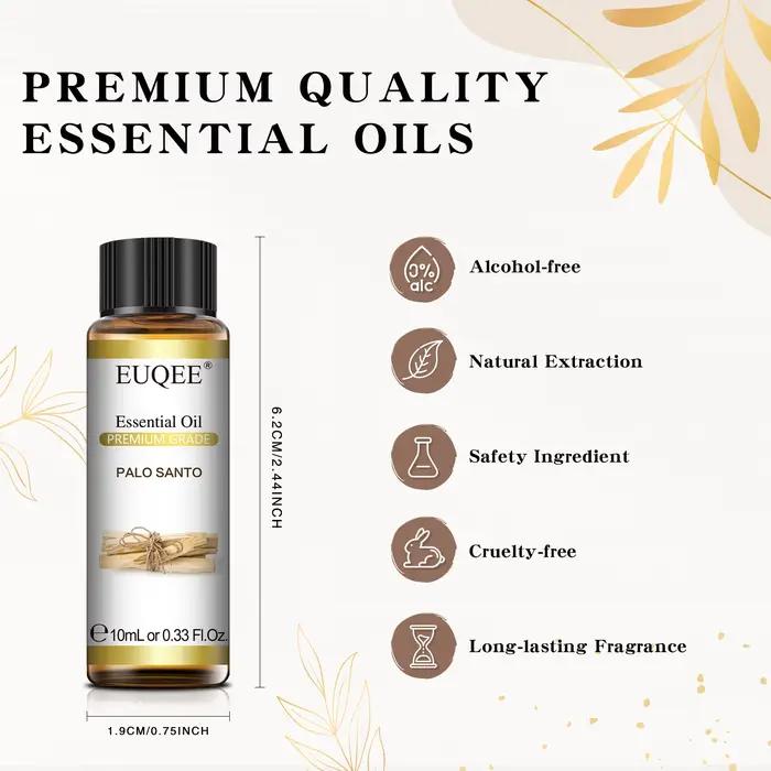 EUQEE 10ML Palo Santo huile essentielle naturelle avec compte-gouttes en verre origan cardamome marjorame fenouil citron Eucalyptus huiles aromatiques