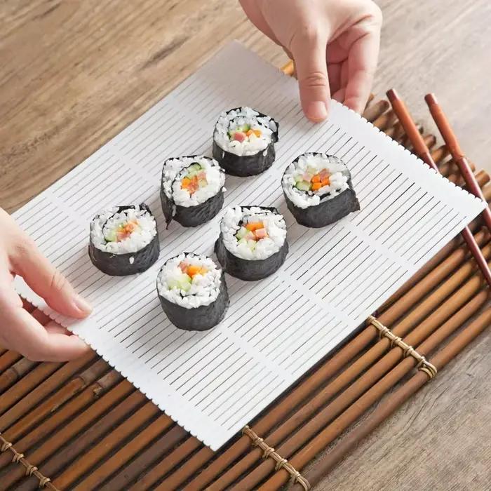 Tapis à rouler pour sushi, antiadhésif, outil exécutif, lavable, réutilisable, moule à sushi, polymères, bricolage alimentaire, machine à rouler le riz, tampon à gâteau