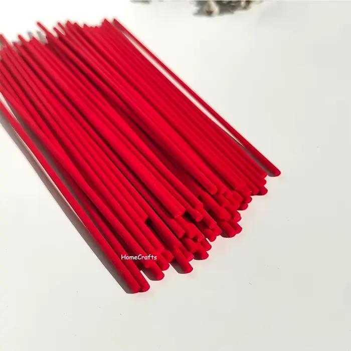 Bâtonnets de rechange pour diffuseur d'huiles essentielles en rotin rouge 3mmx22cm