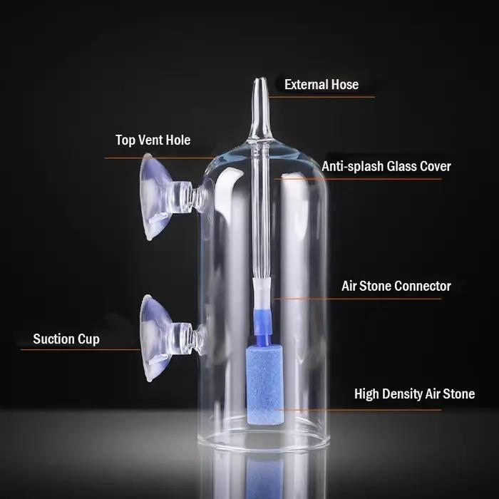 Diffuseur d'oxygène et de CO2 pour Aquarium, pompe à Air, aérateur en verre, oxygénateur, pierre, distributeur de dissolution d'air, accessoires d'aquarium