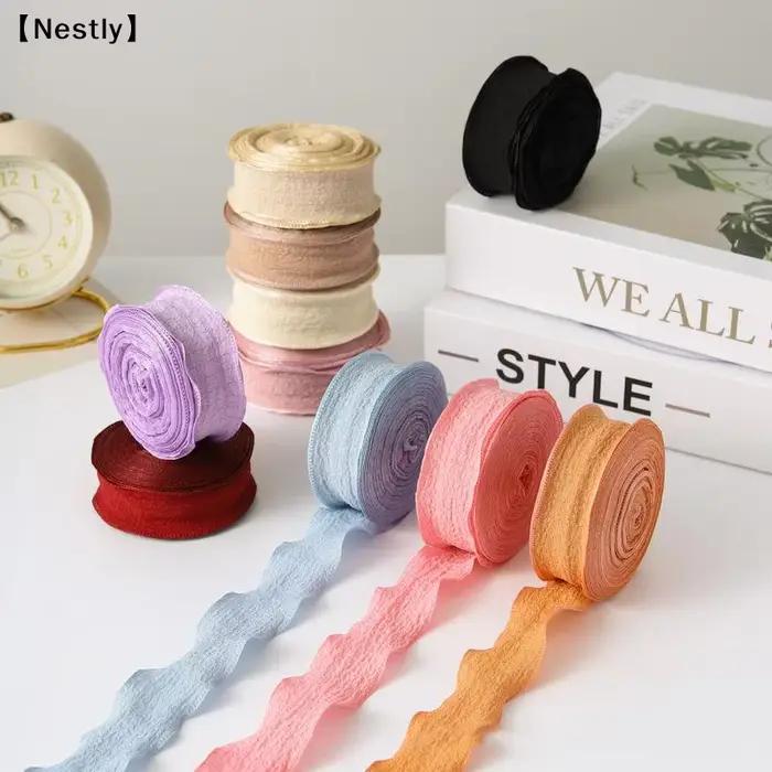 1 rouleau de ruban en fil de queue de poisson uni pour invitation de mariage, bouquets de fleurs, emballage de gâteaux d'anniversaire, ruban en dentelle, décoration〔Nest〕