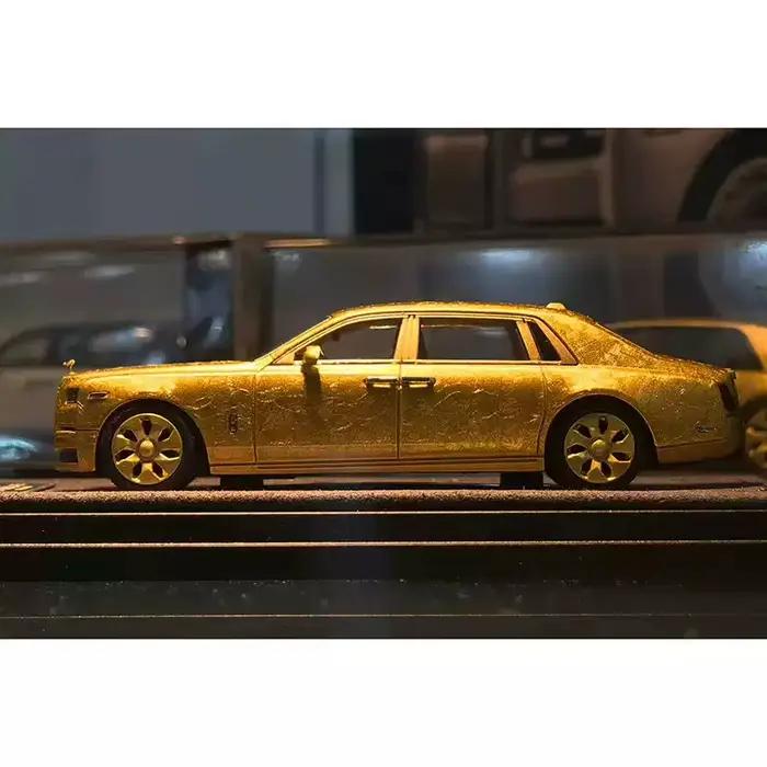 Nouvelle voiture miniature Rolls-Royce Phantom EWB Banana 1:64, finition brillante effet givre doré, modèle de collection en alliage, jouet de luxe pour enfant