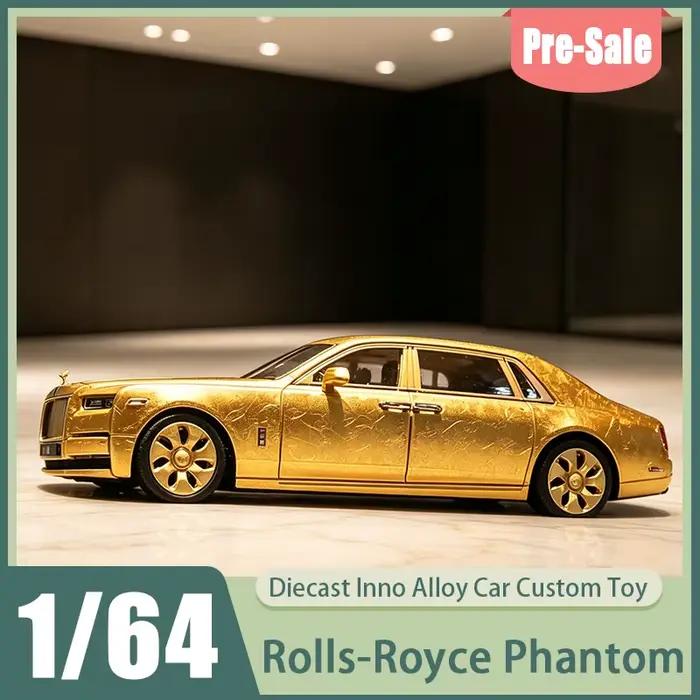 Nouvelle voiture miniature Rolls-Royce Phantom EWB Banana 1:64, finition brillante effet givre doré, modèle de collection en alliage, jouet de luxe pour enfant