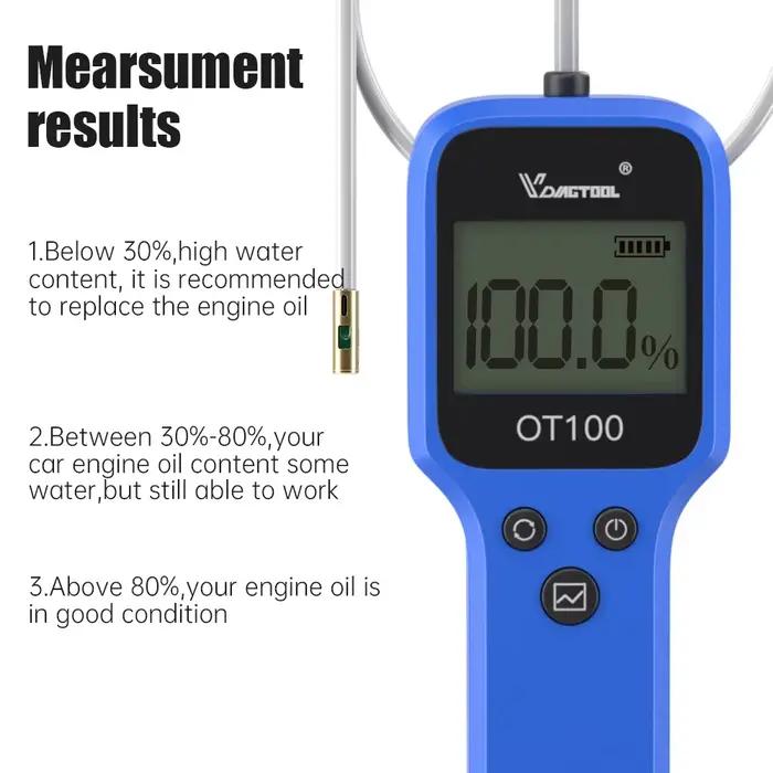 Testeur d'huile moteur VDIAGTOOL OT100 2026 – Outil de diagnostic de la qualité de l'huile automobile, indicateur de teneur en eau pour vérifier la qualité de l'huile