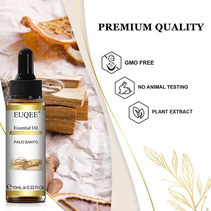 EUQEE 10ML Palo Santo huile essentielle naturelle avec compte-gouttes en verre origan cardamome marjorame fenouil citron Eucalyptus huiles aromatiques