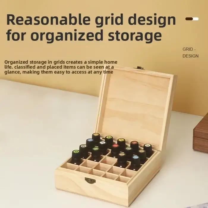 Nouvelle boîte de rangement d'huiles essentielles en bois 12/15/16/25 fentes