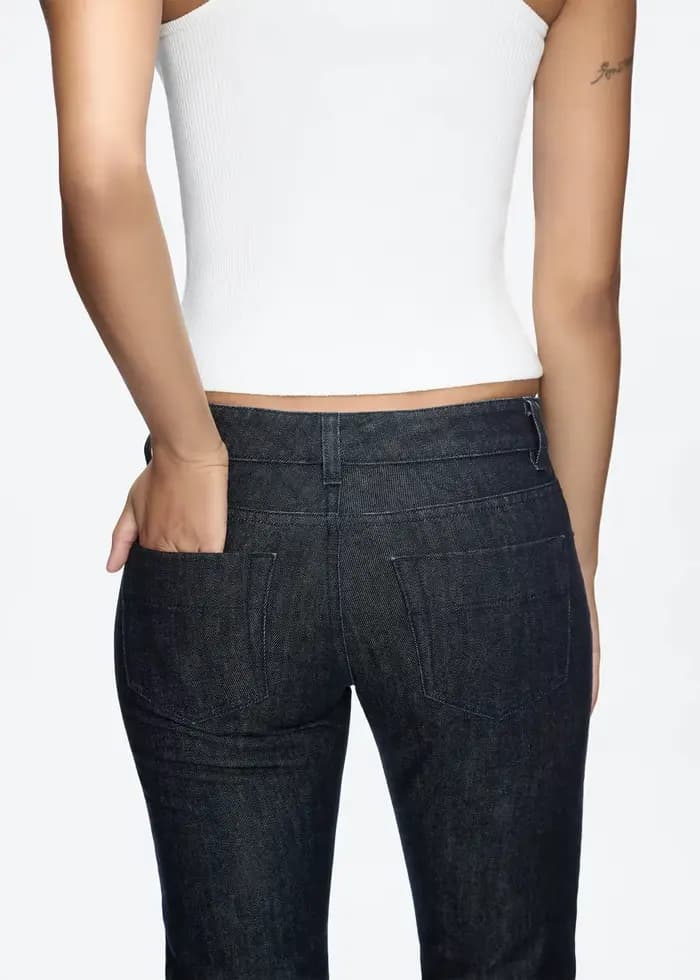 Débardeur couleur originale taille basse jean jambe droite coupe ajustée pantalon long sans stretch