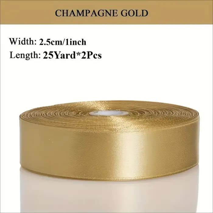 2 rouleaux de ruban de satin doré champagne – Ruban d'emballage cadeau brillant de luxe pour mariage, anniversaire, Noël, Pâques, bouquets de mariage