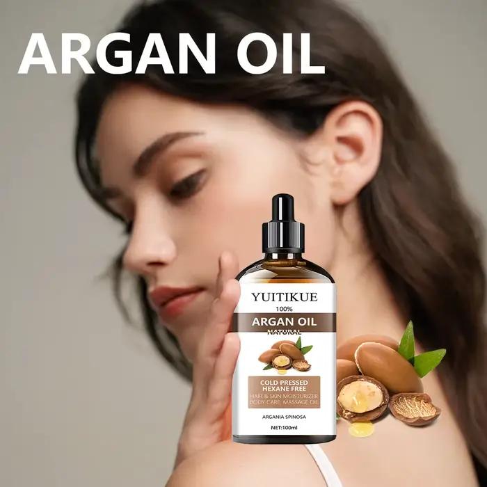 Huile d'Argan Naturelle Pressée à Froid YUITIKUE Sans Hexane Hydratant pour Cheveux et Peau