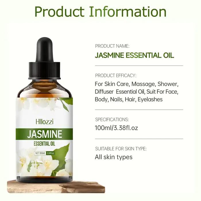 Huile essentielle de jasmin pour massage corporel, diffuseur d'aromathérapie, soins de la peau du visage, spa, parfum longue durée.