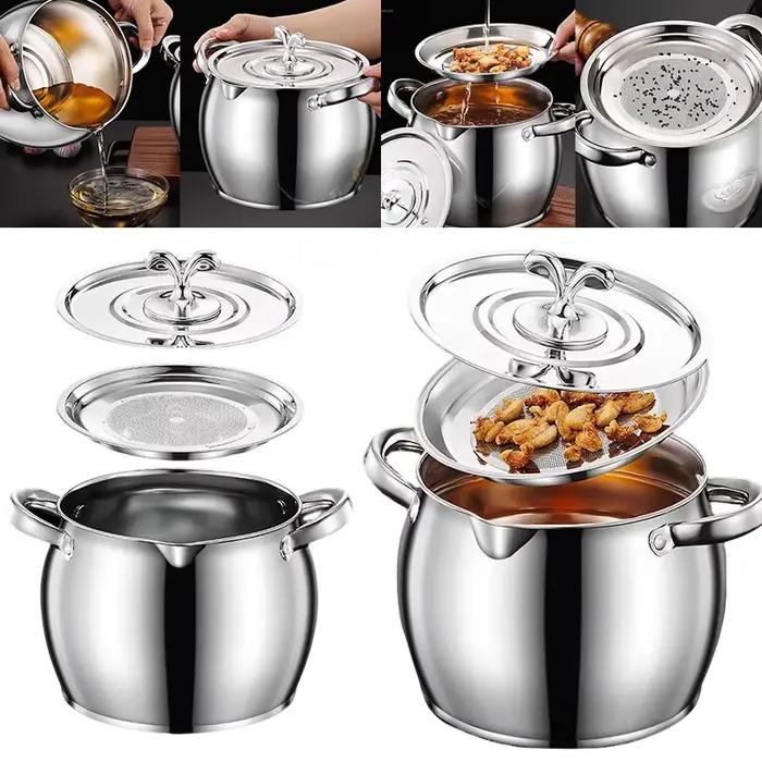 Pot de filtre à huile 4L, passoire à saindoux en acier inoxydable, passoire à huile de cuisson, conteneur de stockage de graisse, bouteille d'huile, outils de cuisine