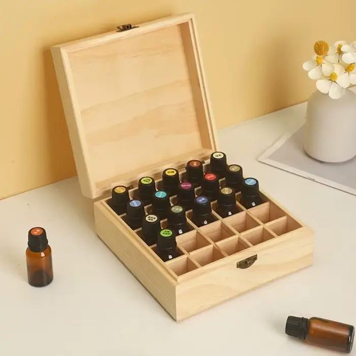 Nouvelle boîte de rangement d'huiles essentielles en bois 12/15/16/25 fentes