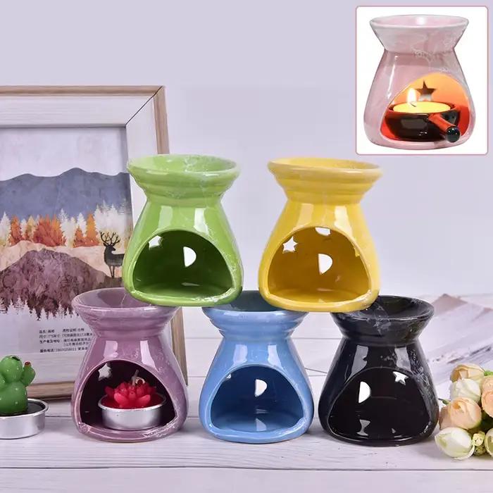 Lampe à Huiles Essentielles en Céramique Creuse avec Motif Étoiles et Lune