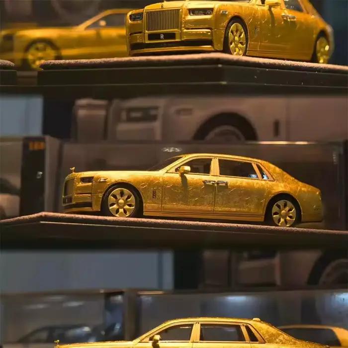 Nouvelle voiture miniature Rolls-Royce Phantom EWB Banana 1:64, finition brillante effet givre doré, modèle de collection en alliage, jouet de luxe pour enfant