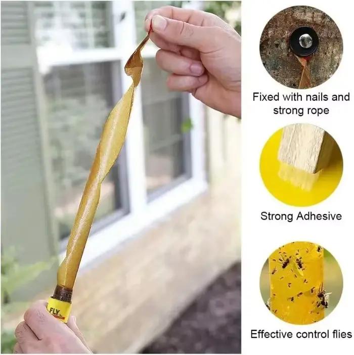 Bandes adhésives puissantes pour attraper les mouches des plantes en pot, pièges à mouches à fruits suspendus, tue-moustiques, ruban collant, fournitures de jardin