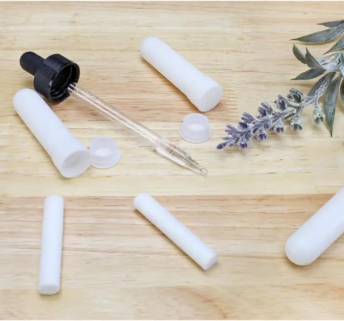 Tubes d'inhalateur nasal blanc d'aromathérapie d'huile essentielle (24 bâtons complets)
