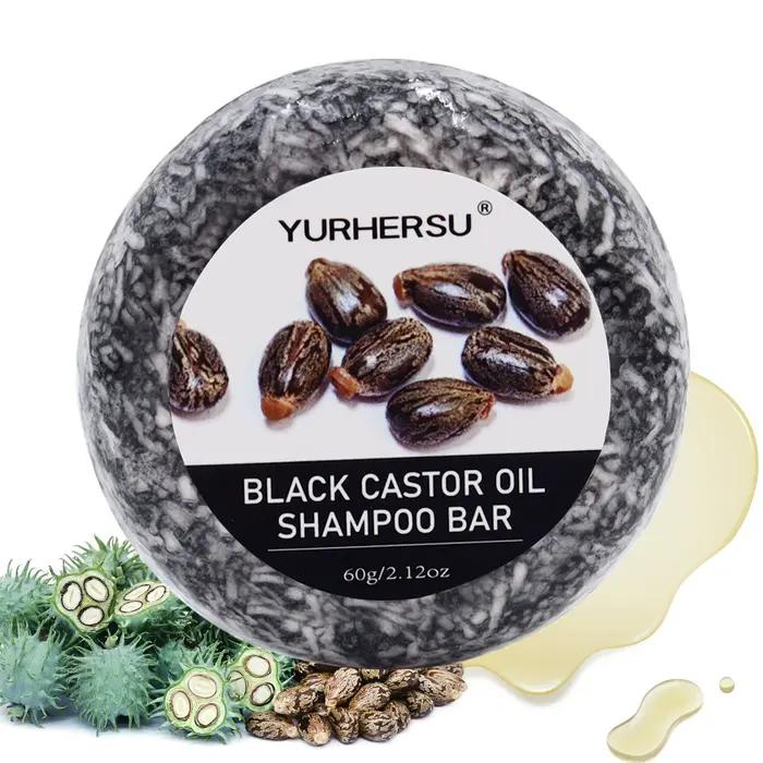 Barre de shampoing et après-shampooing 2 en 1 au ricin noir de 60 g