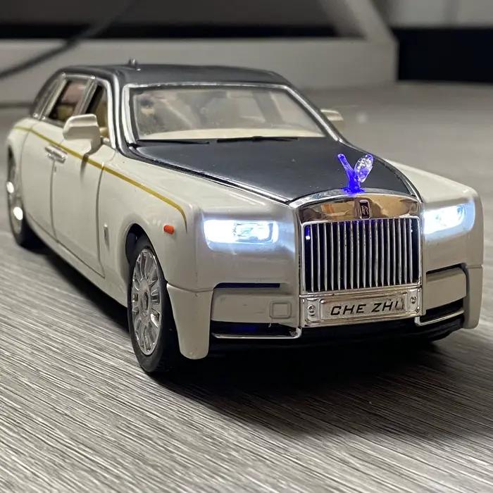 Modèle de voiture Rolls Royce Phantom Mansory en alliage moulé sous pression et véhicules jouets, son et lumière, arrière nervuré, cadeaux pour enfants, 1:24