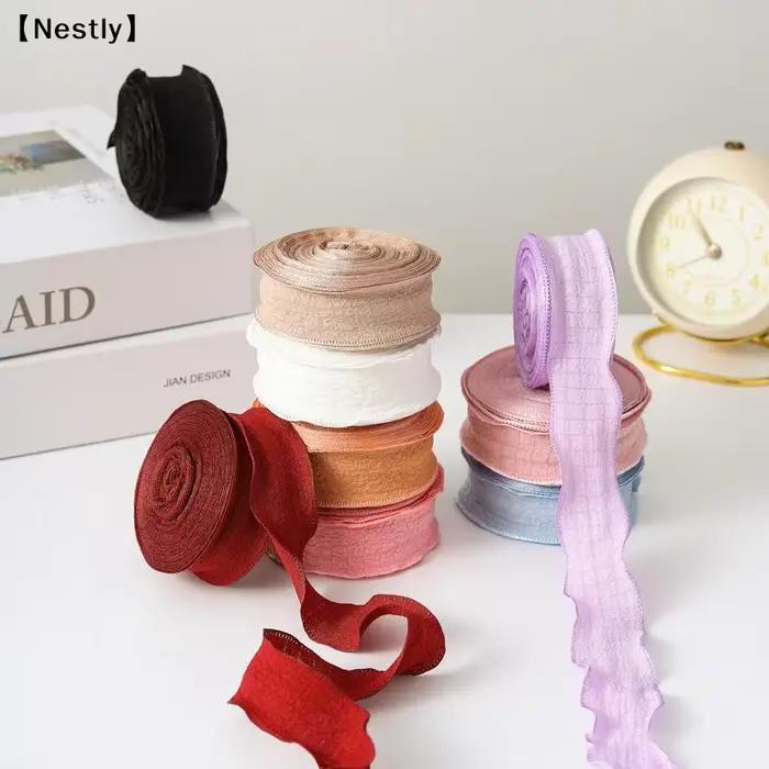 1 rouleau de ruban en fil de queue de poisson uni pour invitation de mariage, bouquets de fleurs, emballage de gâteaux d'anniversaire, ruban en dentelle, décoration〔Nest〕