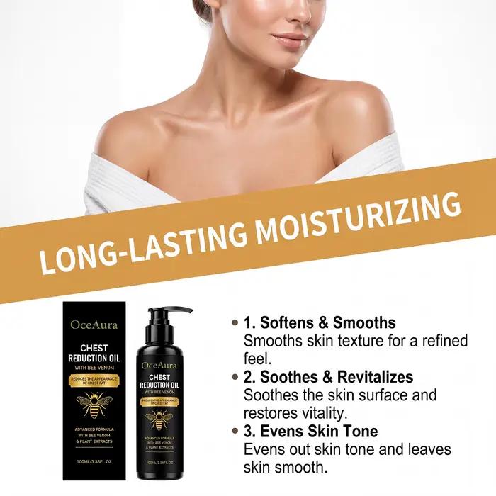 Huile Essentielle Raffermissante pour la Poitrine : Nourrit la Peau, Resserre les Zones Affaissées, Restaure l'Élasticité et la Lissité de la Poitrine, Huile de Massage Liftante
