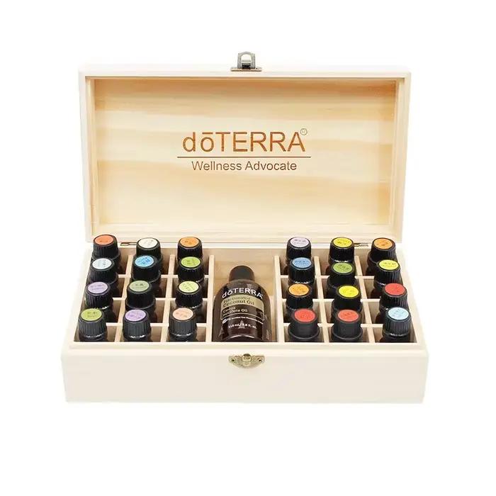 Pour DoTERRA boîte de stockage d'huiles essentielles en bois 25/21 compartiments