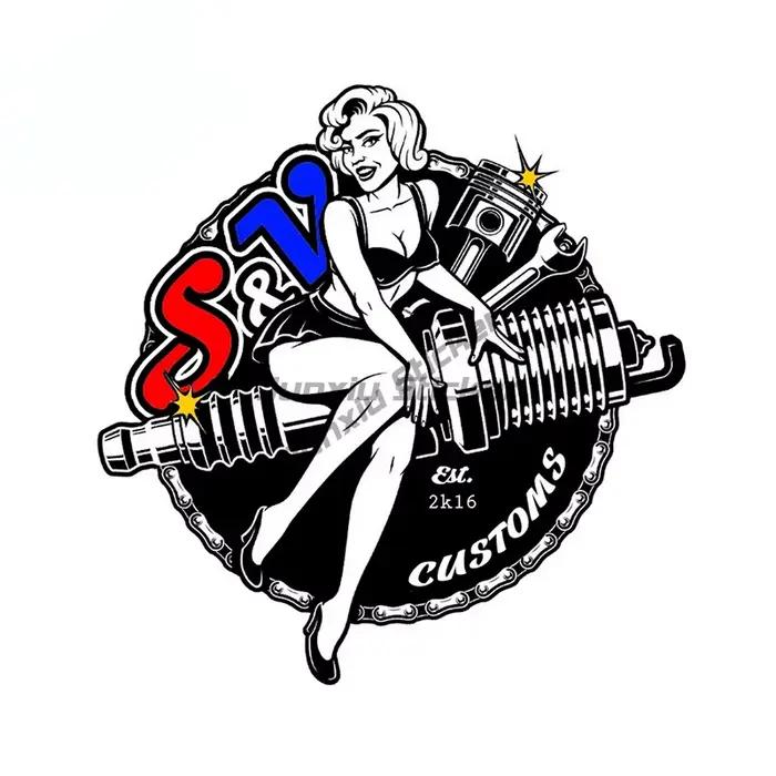 Autocollant de voiture sexy Rockabilly Rock and Roll Pin Up Guitar Girl, autocollant décoratif auto-adhésif en vinyle