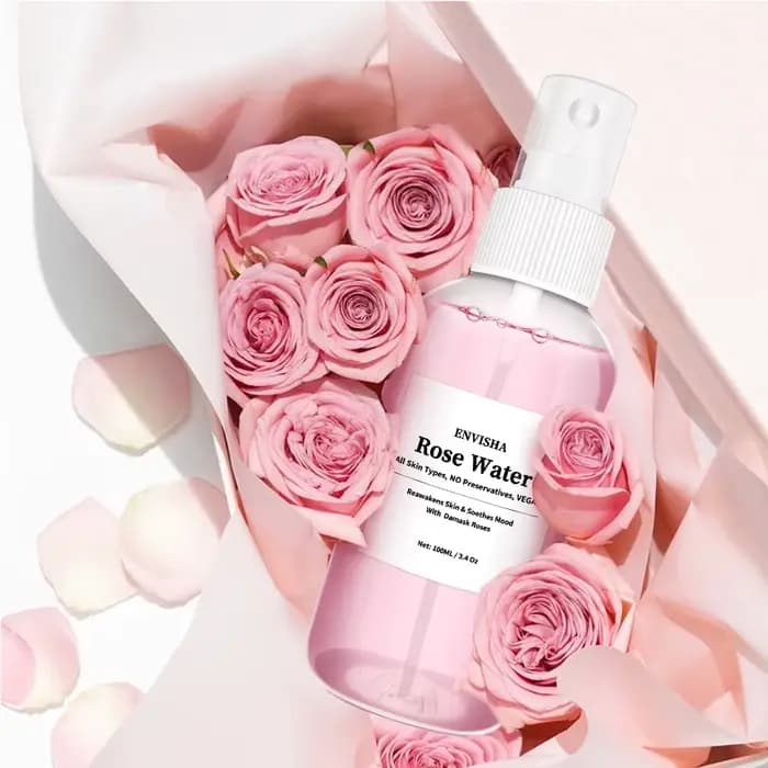 ENVISHA – eau de Rose pour le visage, Toner pour le visage, Essence de pétales de Rose organiques, sérum hydratant, rafraîchit, élastique, rétrécit les Pores, soins pour la peau