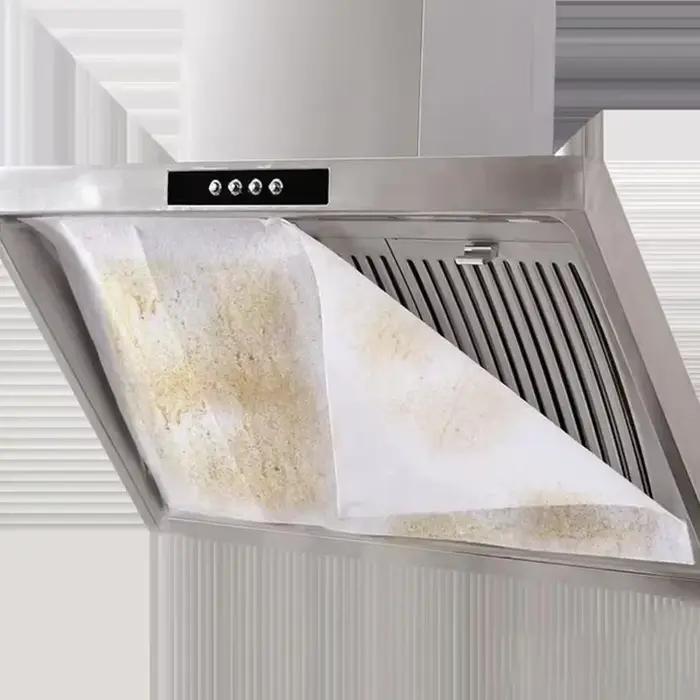 Filtre anti-graisse segmenté pour hotte de cuisine, autocollant absorbant l'huile en non-tissé, membrane filtrante jetable épaissie pour fumée d'huile