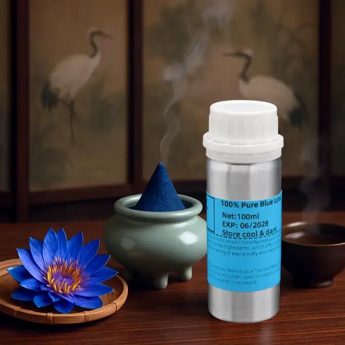Huile essentielle de lotus bleu bio | Grade de luxe pour la parfumie et la thérapie cutanée | Aide au sommeil et à la