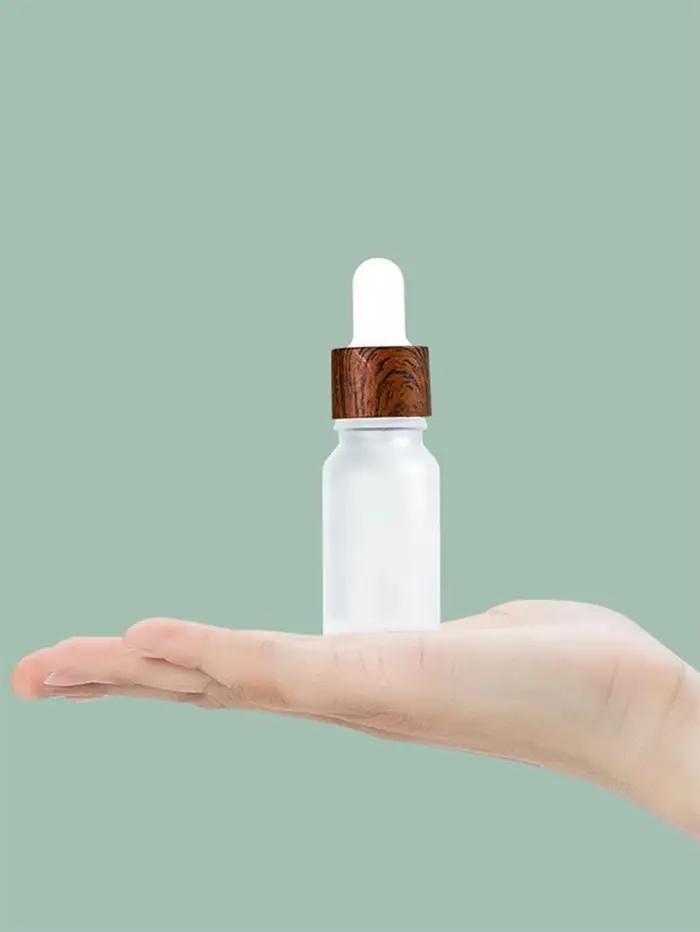 Flacon compte-gouttes vide en verre givré pour huile essentielle