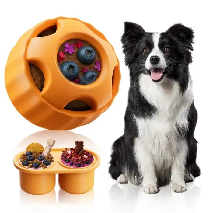 Moule alimentaire en silicone de qualité alimentaire à 2 compartiments pour chien, durable, non toxique, distributeur de nourriture pour chiot, santé dentaire, facile à nettoyer