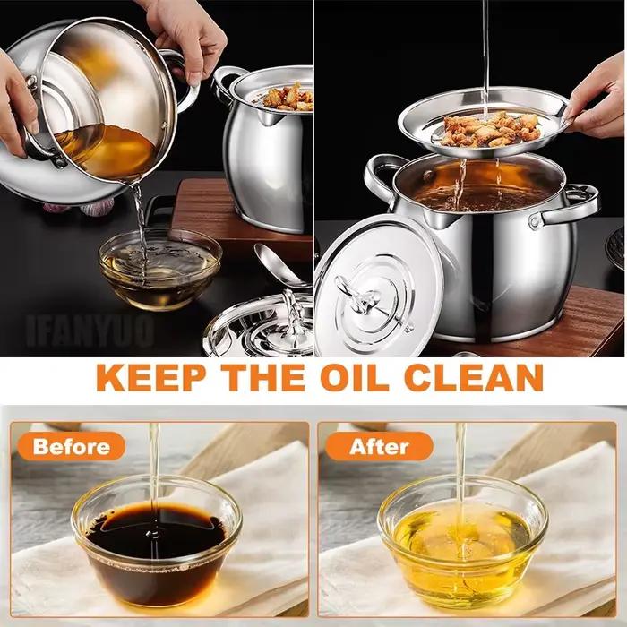 Pot de filtre à huile 4L, passoire à saindoux en acier inoxydable, passoire à huile de cuisson, conteneur de stockage de graisse, bouteille d'huile, outils de cuisine