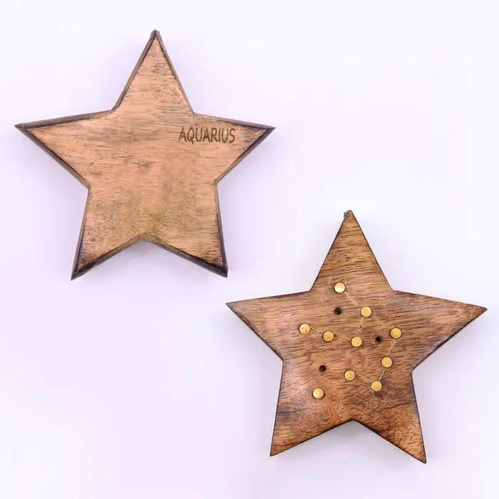 Engraved and Brass Zodiac Sign Incense Burners - Star