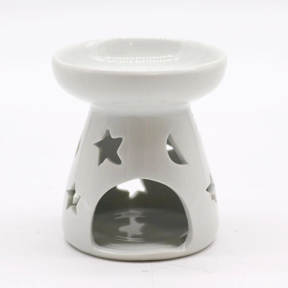 1x Sm Classic White Oil Burner - Moon & Star
