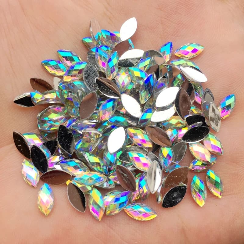 Nouveau 4*8mm AB Flatback Strass cristaux pierres oeil de cheval résine Strass pour bricolage vêteme