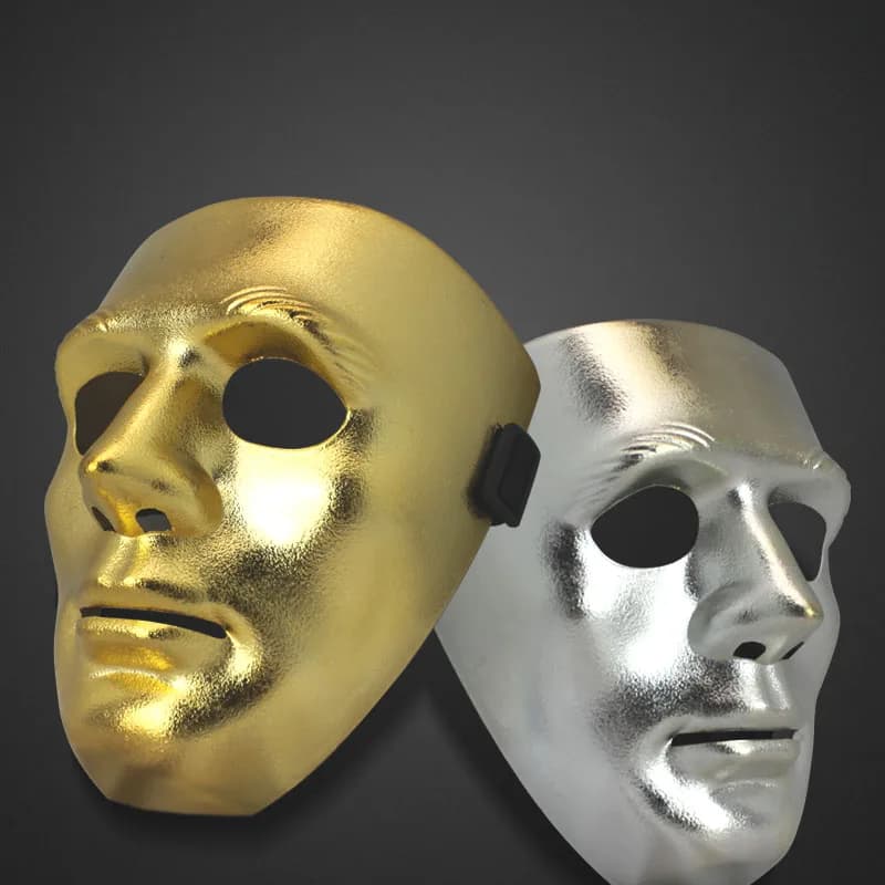 Masque de visage fantôme hip-hop or et argent pour hommes, masque Cosplay Halloween, masque de spect