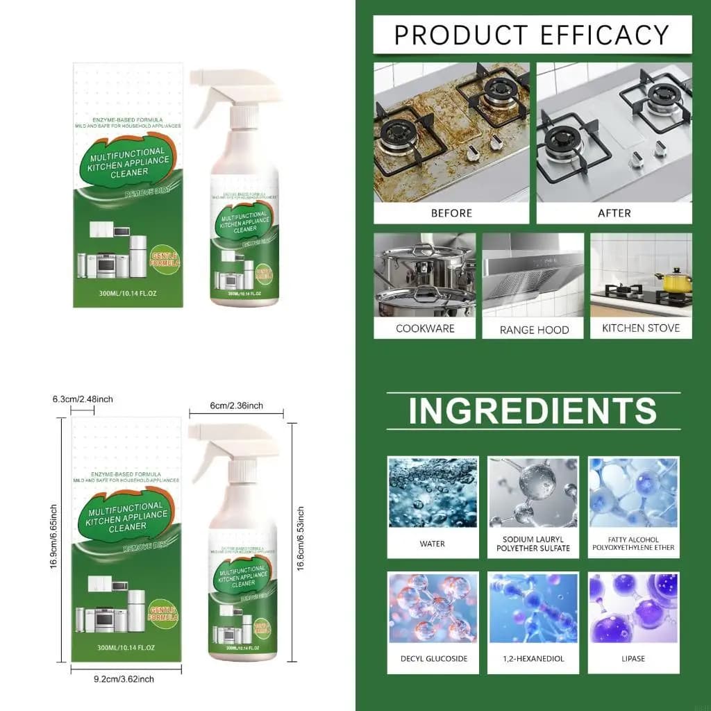 Dissolvant d'huile cuisine, gardez votre cuisine propre, Agent nettoyant, dégraissant cuisine, 300ml