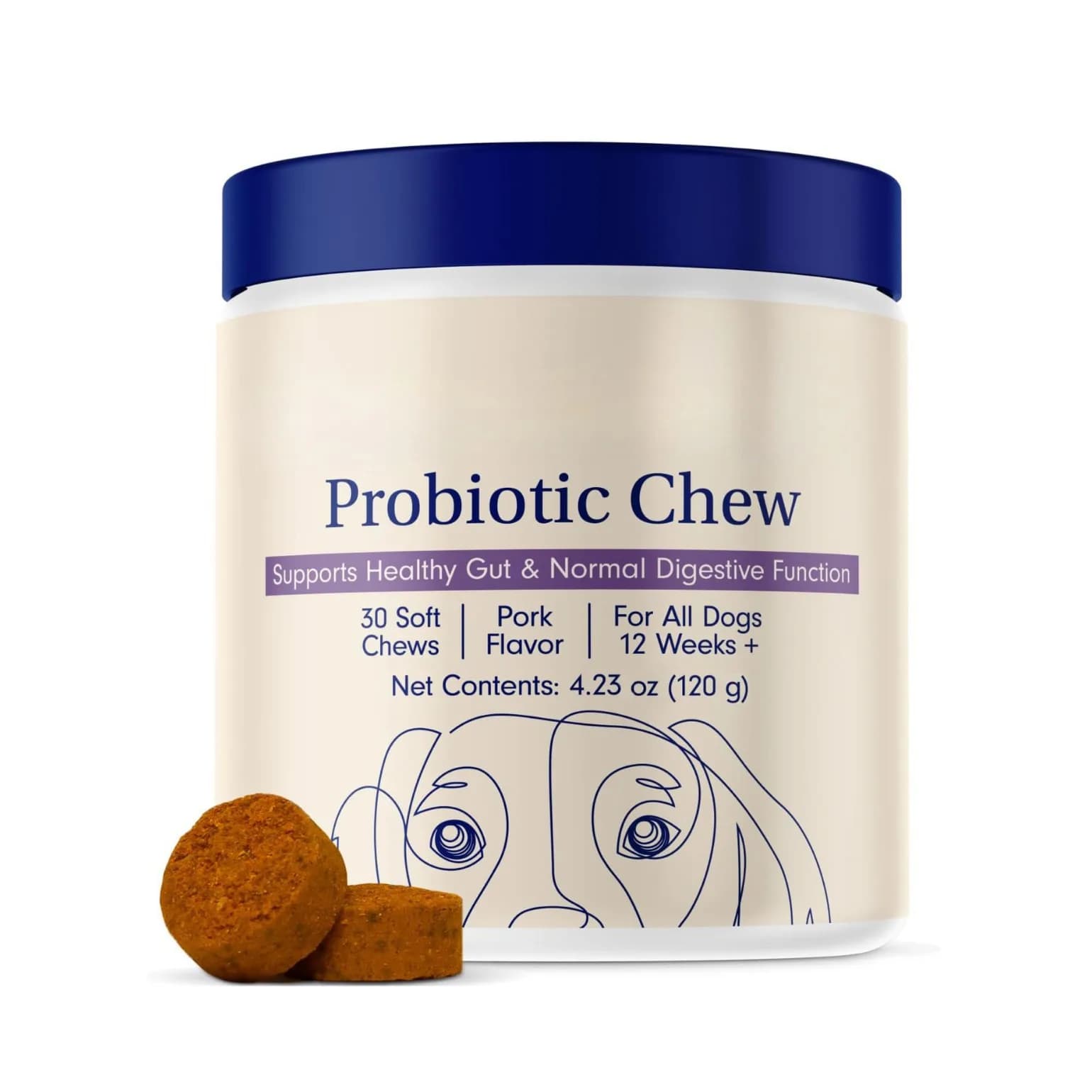 30 Probiotiques pour chiens – Complément digestif et immunitaire pour toutes les races de chiens – S