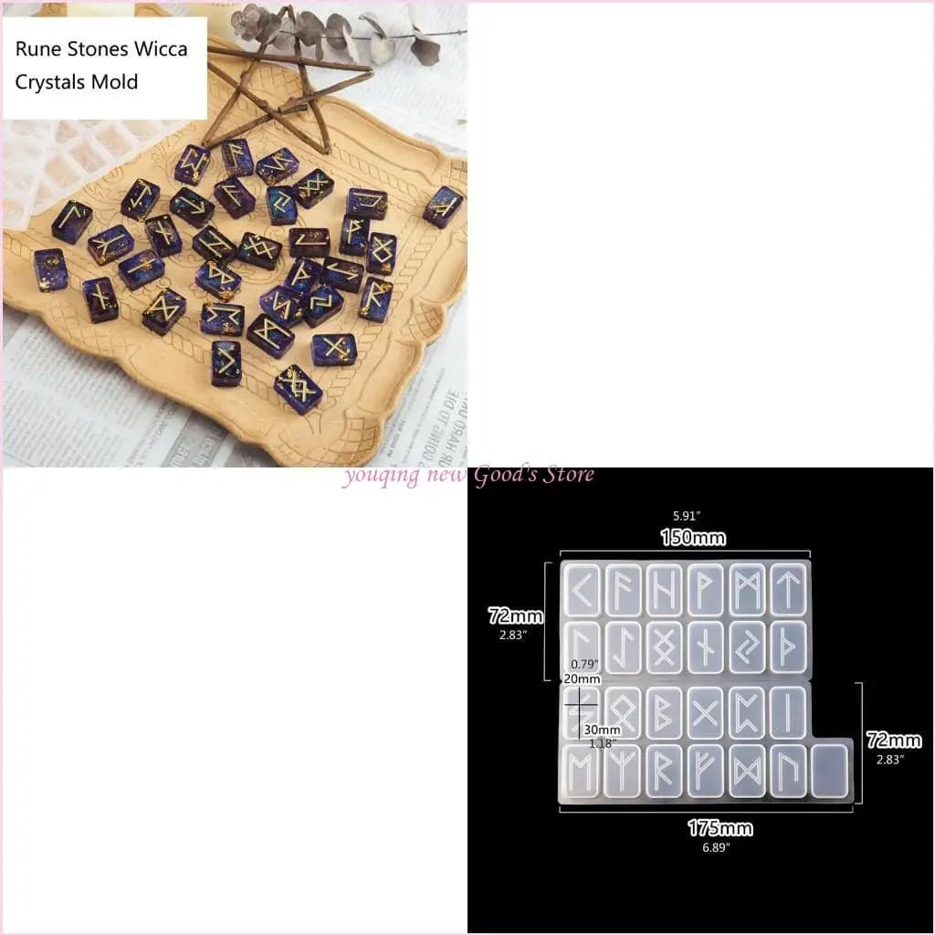 57QA Futhark – moules moulage symboles énergétiques, pour bricolage, outil fabrication pendentifs bi