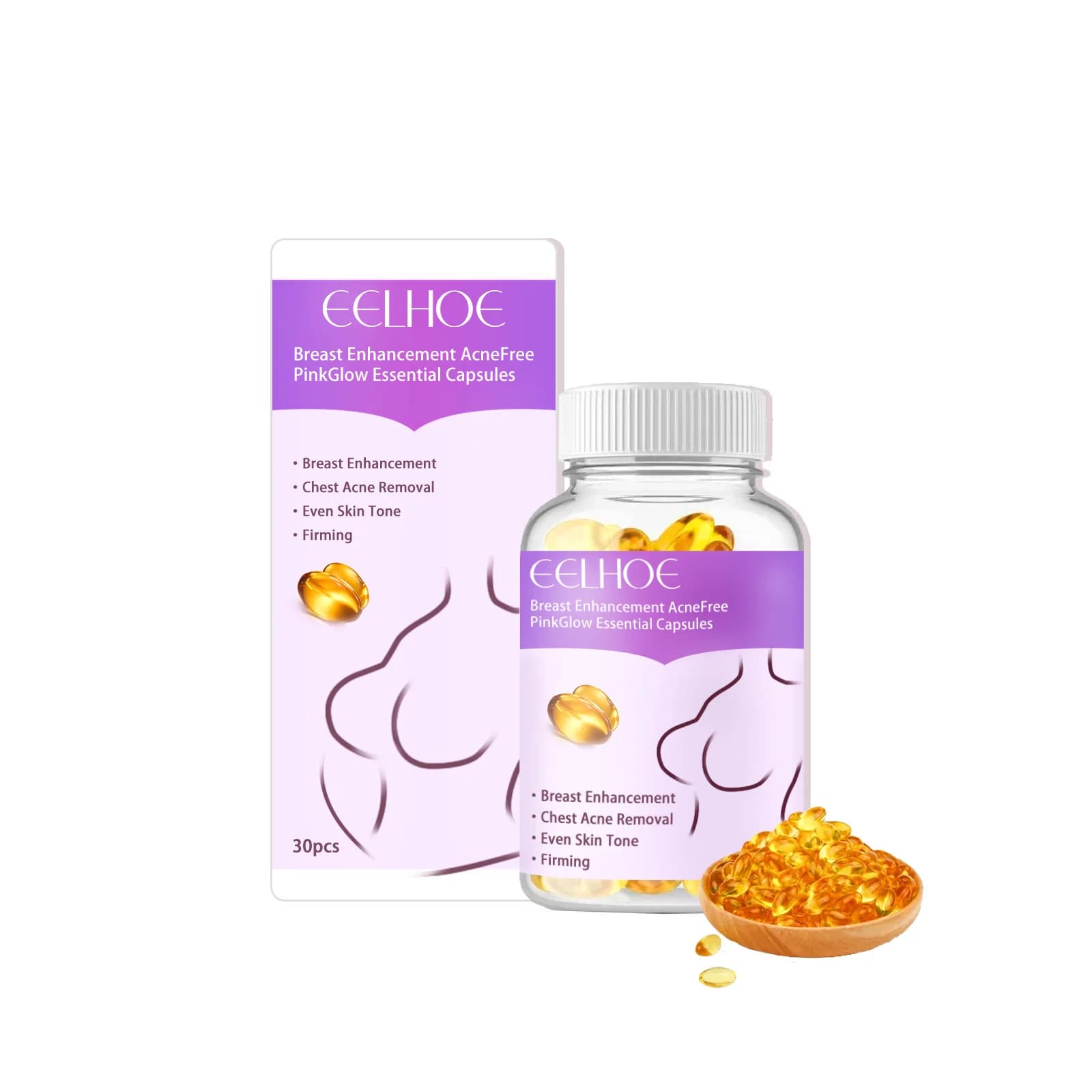 Capsules d'huile d'augmentation mammaire pour augmenter les fesses et les seins, vitamine E dans l'h