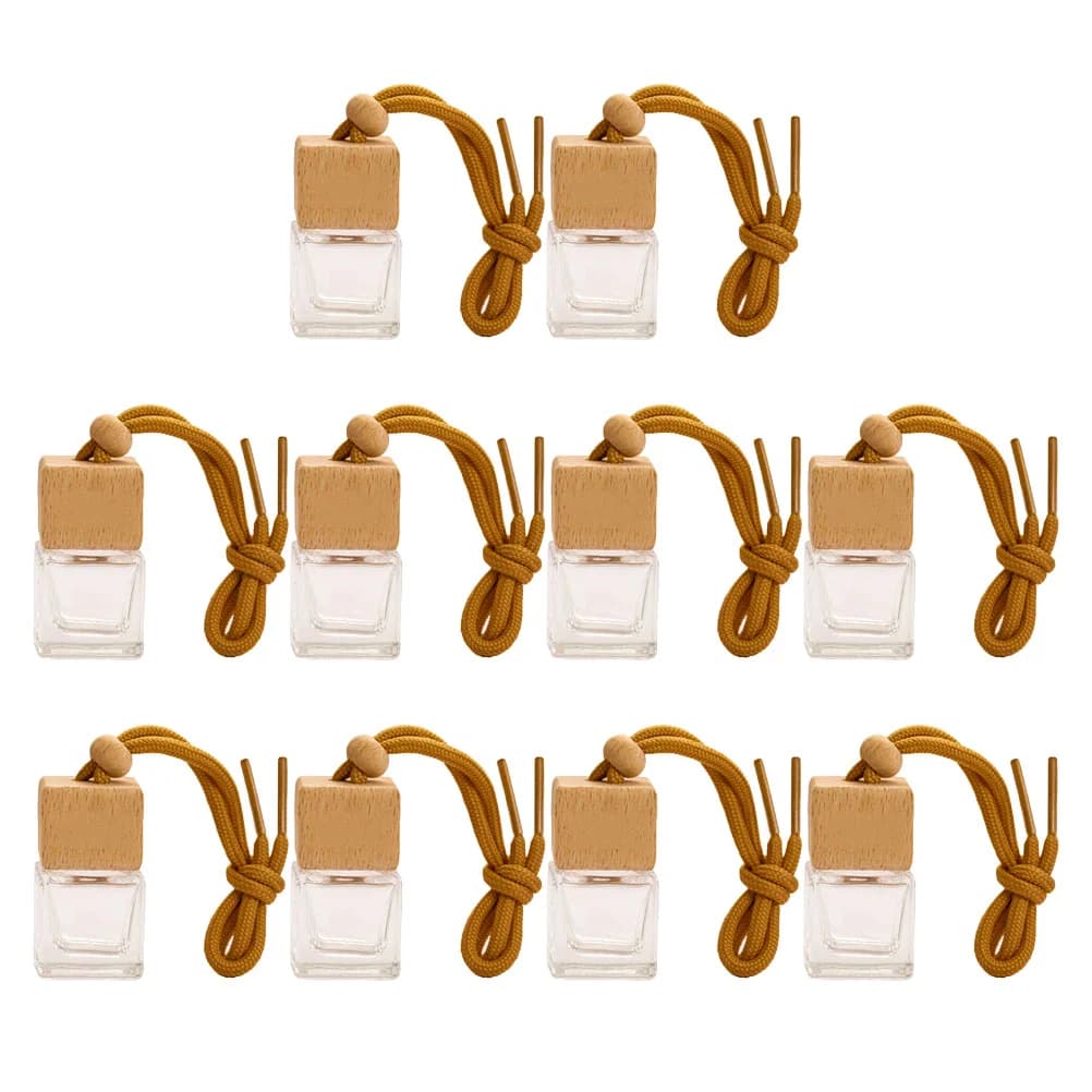 Diffuseurs Essentiels de 8ml, 10 Pièces, Bouteille en Bois Africain, Couvercle Carré, Accessoires de